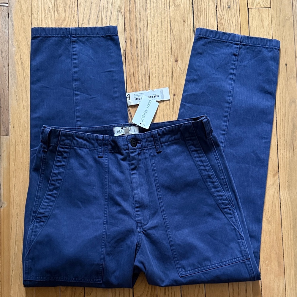 Alex Mill NWT size 10 Neil Pants in Herringbone Midnight Blue - Picture 6 of 11